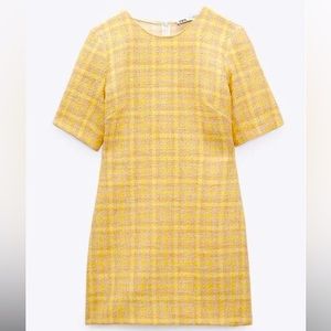 Zara Yellow Tweed Dress